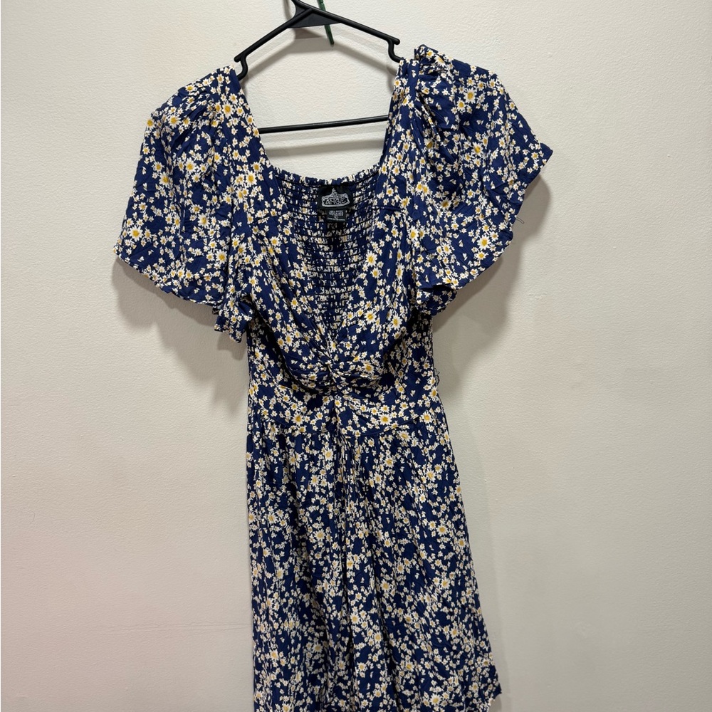 Floral Blue and White Dress